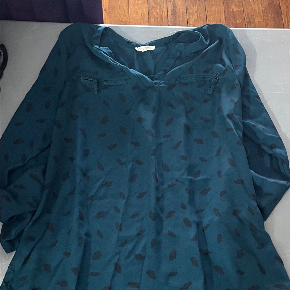 Maurices Teal and Black Patterned Top